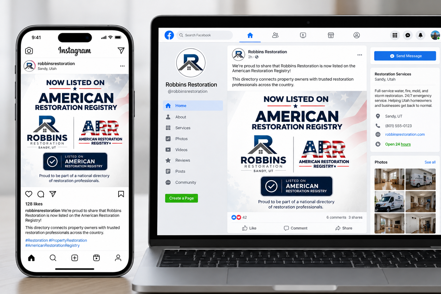 Example listing announcement graphic for Instagram and Facebook